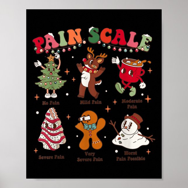 Pain Scale Retro Christmas Nurse Triage And Pain E Poster (Vorne)