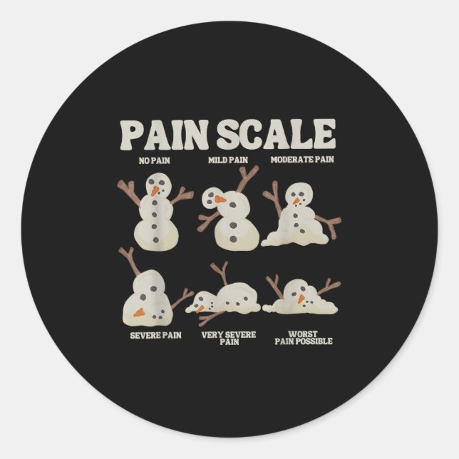 Pain Scale Snowman Funny Nurse Christmas Icu Nurse Runder Aufkleber (Vorderseite)