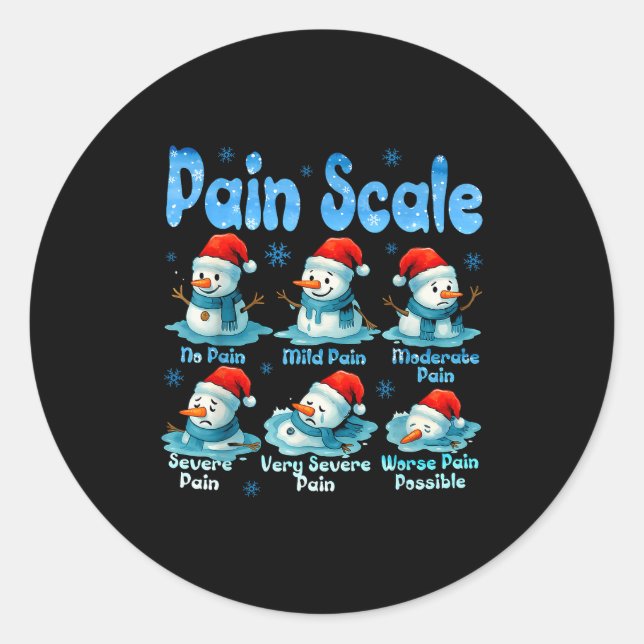 Pain Scale Snowman Healthcare Worker Pain Essment  Runder Aufkleber (Vorderseite)