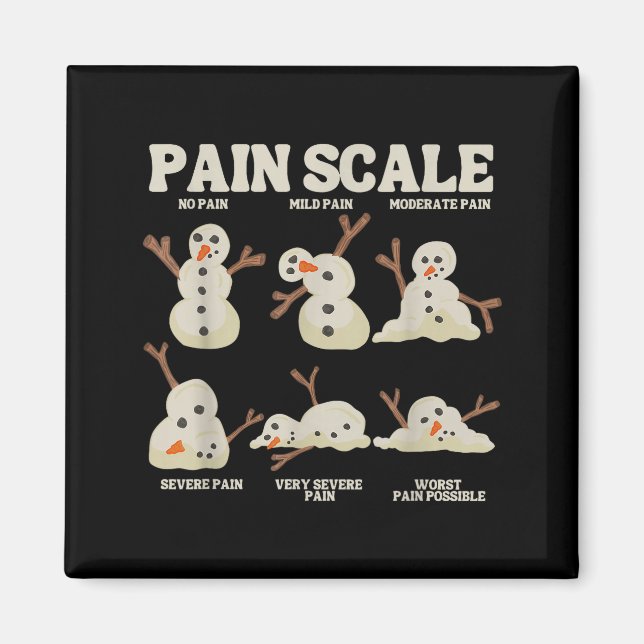Pain Scale Snowman Nurse Christmas Xmas Snow Pajam Magnet (Vorne)