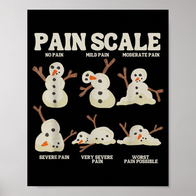 Pain Scale Snowman Nurse Christmas Xmas Snow Pajam Poster (Vorne)