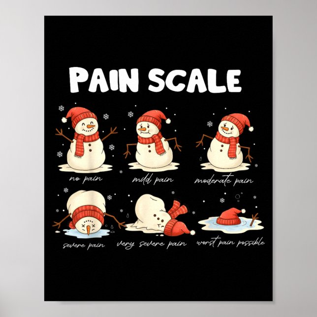 Pain Scale Snowman Nurse Christmas Xmas Snow Pajam Poster (Vorne)
