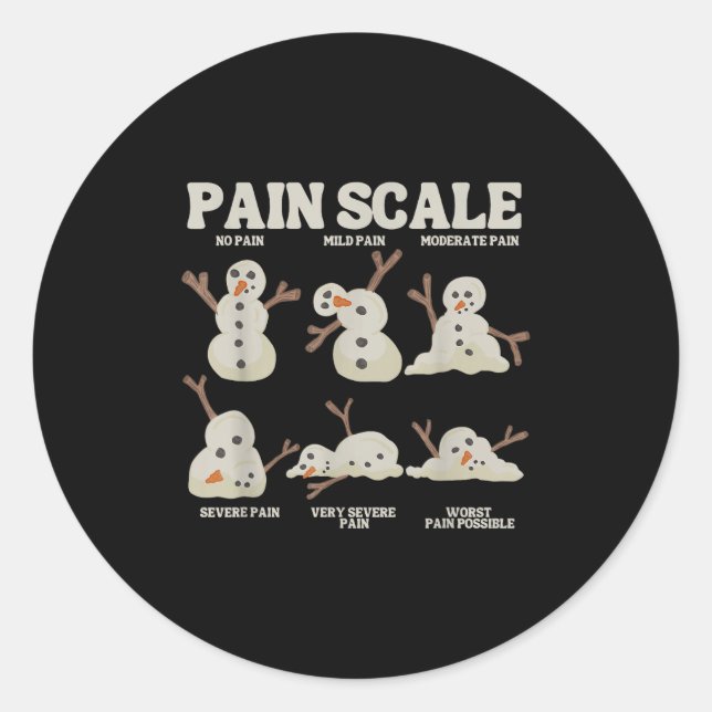 Pain Scale Snowman Nurse Christmas Xmas Snow Pajam Runder Aufkleber (Vorderseite)