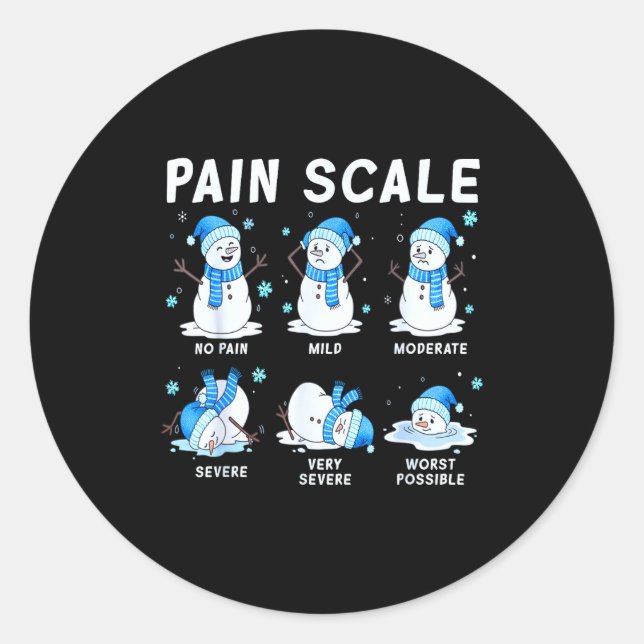 Pain Scale Snowman Nurse Christmas Xmas Snow Pajam Runder Aufkleber (Vorderseite)