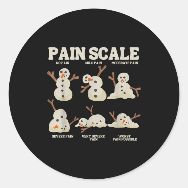 Pain Scale Snowman Nurse Christmas Xmas Snow Pajam Runder Aufkleber (Vorderseite)