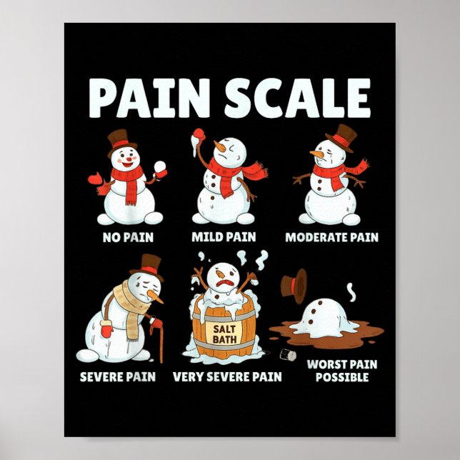 Pain Scale Snowman Xmas Funny Nurse Christmas Icu  Poster (Vorne)