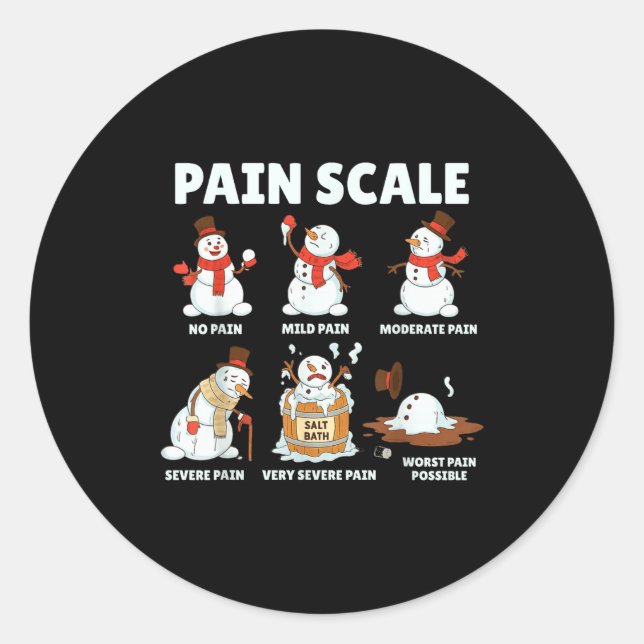 Pain Scale Snowman Xmas Funny Nurse Christmas Icu  Runder Aufkleber (Vorderseite)