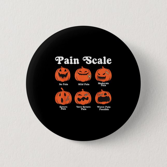Pain Scale Soky Pumpkin Fall Halloween Trauma Nurs Button (Vorderseite)