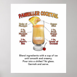 PAINKILLER Cocktail Rezept Art 16 "x20" Poster