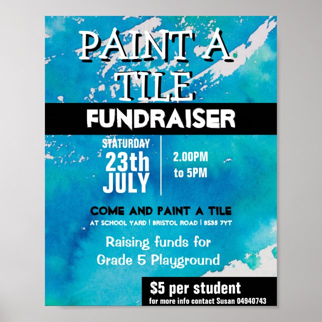 Paint a tile fundraiser PTA PTO Poster (Vorne)