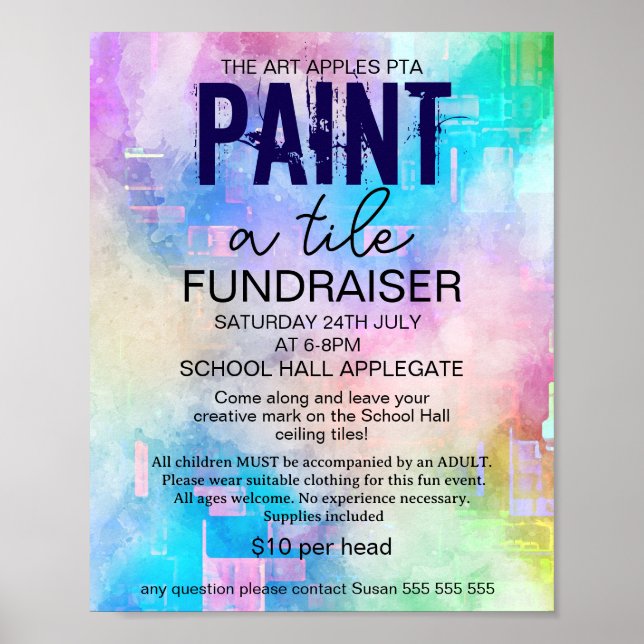 Paint a tile fundraiser PTA PTO Poster (Vorne)