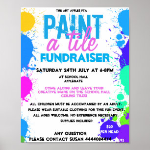 Paint a tile fundraiser PTA PTO Poster