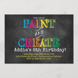 Paint and Create Chalkboard Geburtstagseinladung Einladung
