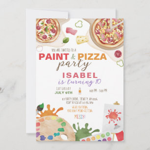 Paint and Pizza Birthday Party Einladung
