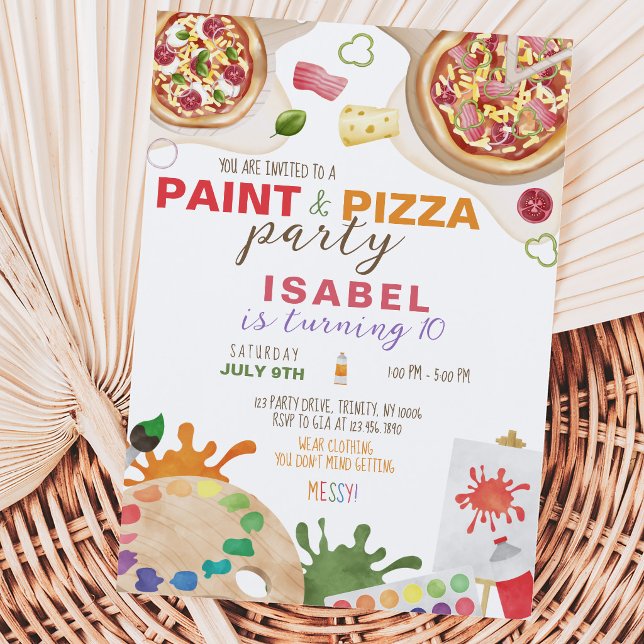 Paint and Pizza Birthday Party Einladung (Von Creator hochgeladen)