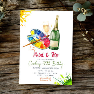 Paint and Seep Adult Birthday Einladung