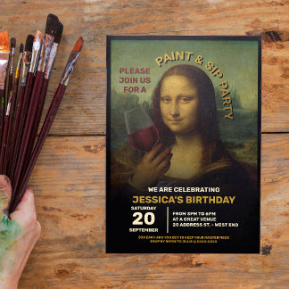 Paint and Side Birthday Party Einladung