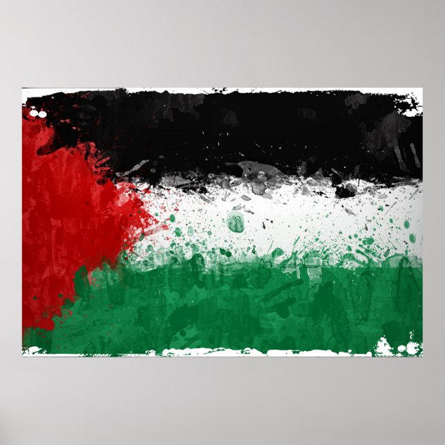 Paint Art Grunge Palestine Flag Poster (Vorne)