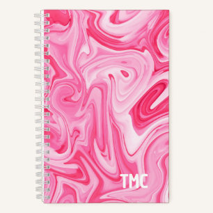 Paint Art INITIALS Pink Valentinstag drehen Notizbuch