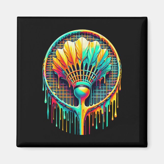 Paint Badminton Player Shuttle Racket zum Abtropfe Magnet (Vorne)