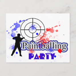 Paint Balling Party Red and Blue Paint Splats Einladung