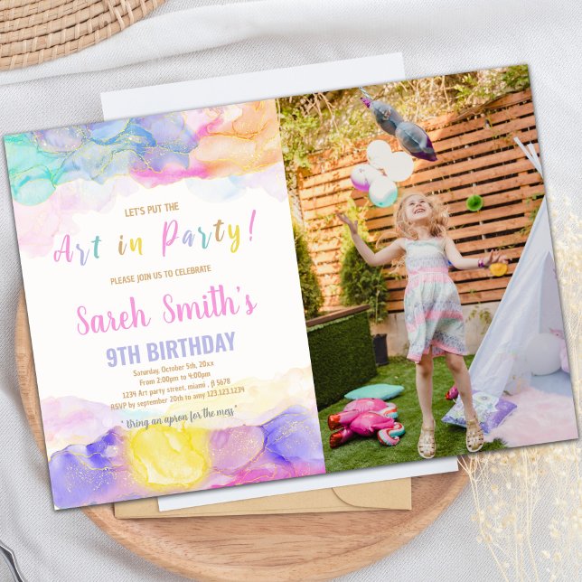 Paint Birthday Einladung mit Foto (Rainbow Color Paint Birthday Invitations photo)