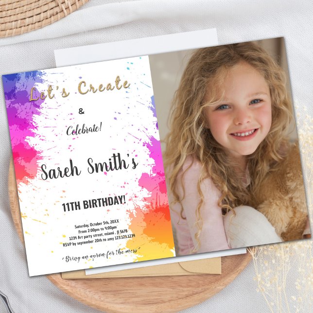 Paint Birthday Einladung mit Foto (Paint Birthday Invitations with photo)