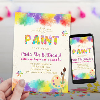 Paint Birthday Party - Art Birthday Einladung