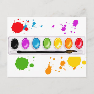 paint box with splatters postkarte