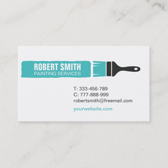 Paint Brush and Trail Painting Business Card Visitenkarte (Vorderseite)