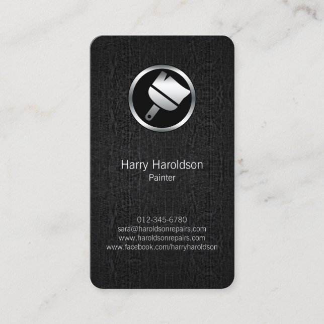 Paint Brush Icon Grunge Painter Business Card Visitenkarte (Vorderseite)
