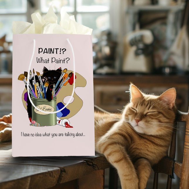 Paint Brushes Pallet Black Kitten Artist Mittlere Geschenktüte (Von Creator hochgeladen)