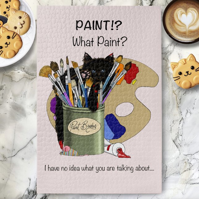 Paint Brushes Pallet Black Kitten Artist Puzzle (Von Creator hochgeladen)
