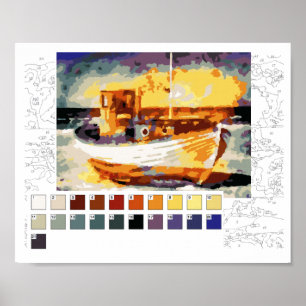 Paint by Numbers Poster (Kontur unten): Boot