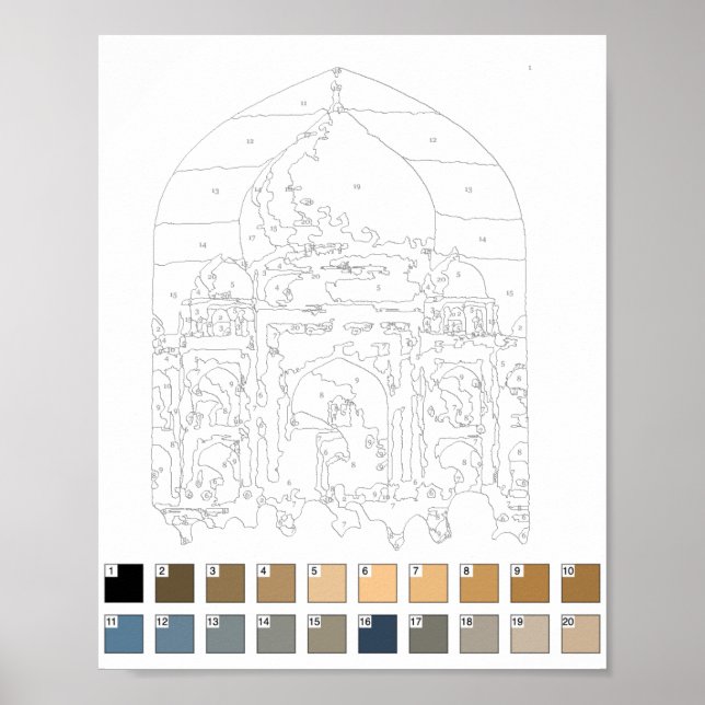 Paint by Numbers Poster: Taj Mahal Poster (Vorne)