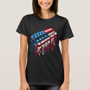 Paint Drip Harmonika Amerikanische USA-Flagge 4. J T-Shirt