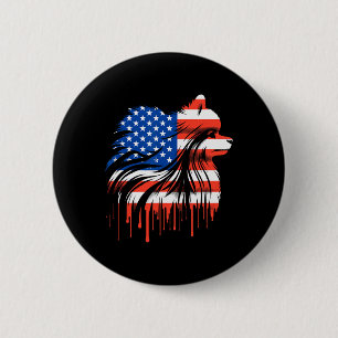 Paint Drip Pomeranian Amerikanische USA-Flagge 4.  Button