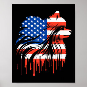 Paint Drip Pomeranian Amerikanische Usa-Flagge 4.  Poster