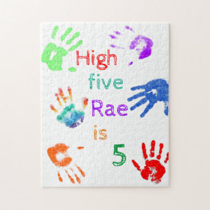 Paint Handprints Birthday with Personalized Name   Puzzle
