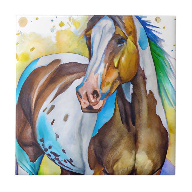 Paint Horse Aquarell Fliese (Vorderseite)