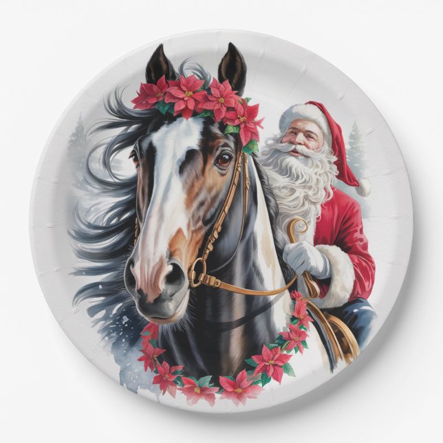 Paint Horse Christmas Paper Plate Pappteller (Vorderseite)