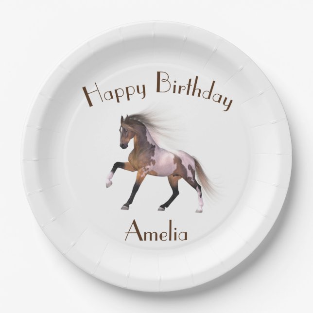 Paint Horse Happy Birthday Custom Paper Teller (Vorderseite)