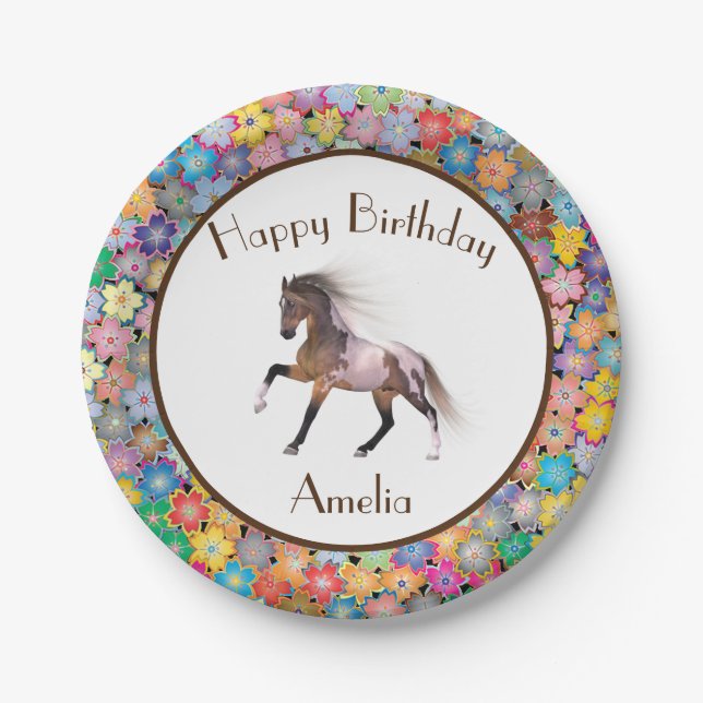 Paint Horse Happy Birthday Custom Paper Teller (Vorderseite)