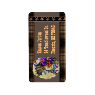 Paint Horse Mustang mit Iris und Schmetterlingen Adressaufkleber