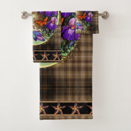 Paint Horse Mustang mit Iris und Schmetterlingen Badhandtuch Set