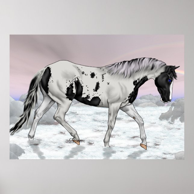 Paint Horse Mystical Clouded Landscape Poster (Vorne)