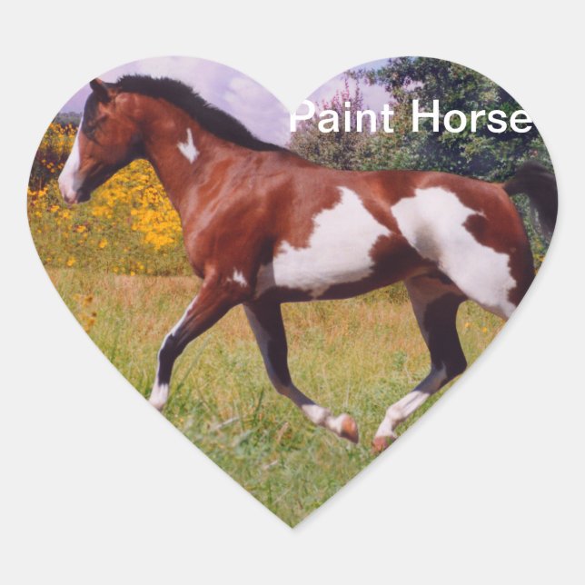 Paint Horse trotting Heart Sticker (Vorderseite)