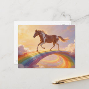 Paint Horse überquert eine Regenbogenbrücke Postkarte