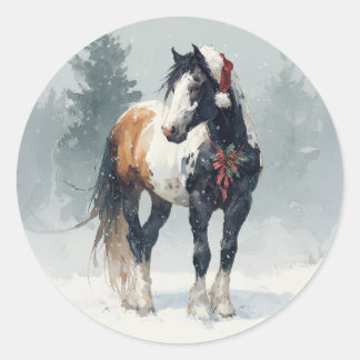 Paint Horse Weihnachtsaufkleber Runder Aufkleber