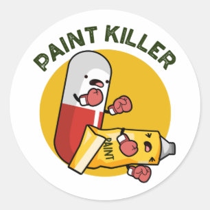 Paint Killer Funny Pill Puff Runder Aufkleber